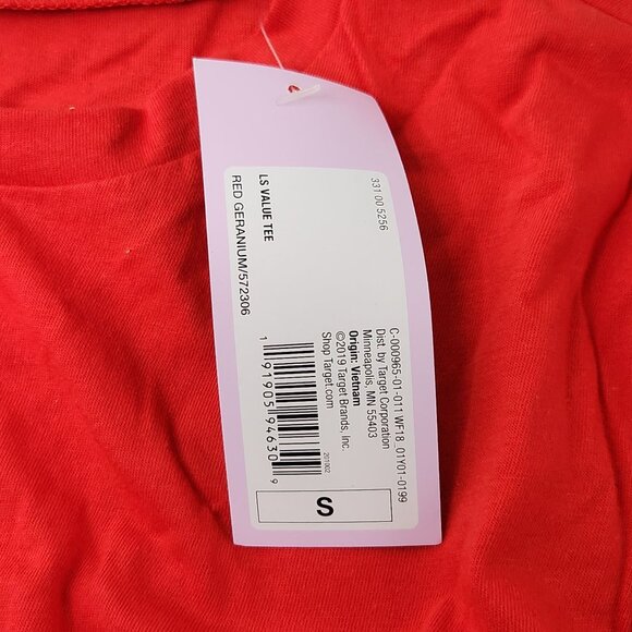 3/$20 Wild Fable T-Shirt Womens S Red Long-Sleeve Cropped Solid Crop Top Cotton - Picture 4 of 10